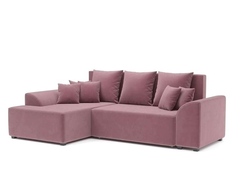 Угловой диван-кровать Каскад пудрового цвета левый угол