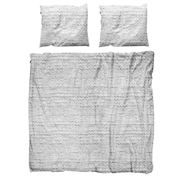 Комплект постельного белья "Косичка" серый 200х220 фланель