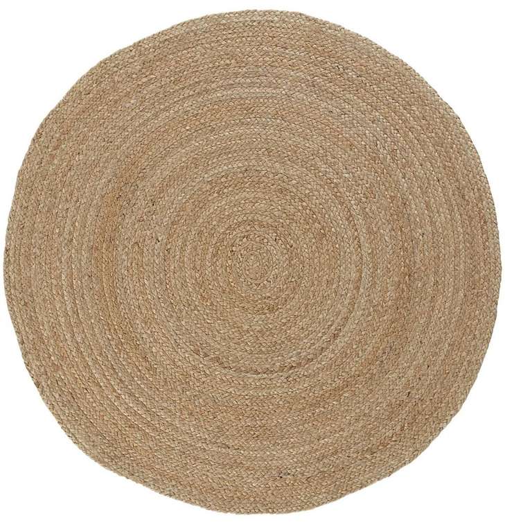Ковер Vime Hali 120x120 из натурального джута бежевого цвета