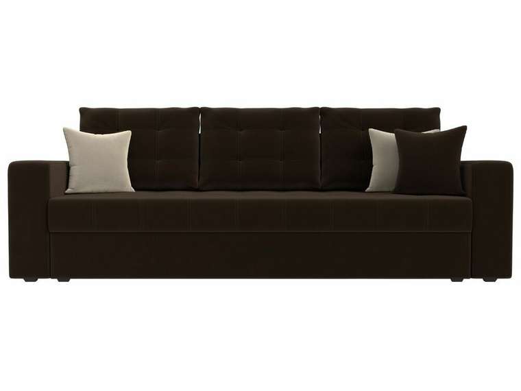 Прямой диван-кровать Ливерпуль темно-коричневого цвета