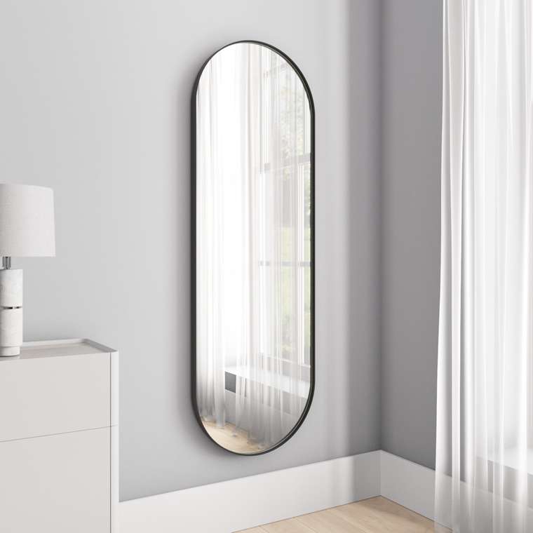 Дизайнерское настенное зеркало Nolvis L в тонкой металлической раме черного цвета
