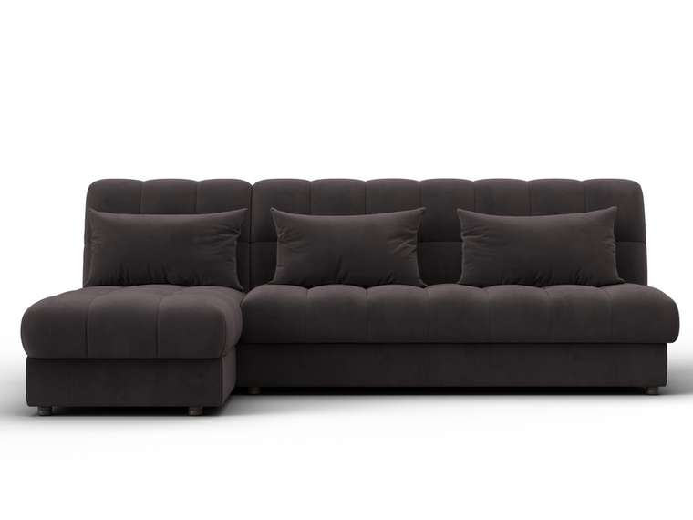 Угловой диван-кровать Лига-116 темно-коричневого цвета левый