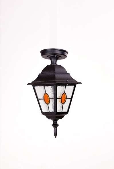 Потолочный светильник уличный IP44 Oasis Light QUADRO M lead GLASS 79905MAlgY Bl в виде фонаря
