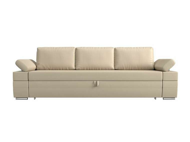 Прямой диван-кровать Канкун бежевого цвета (экокожа)