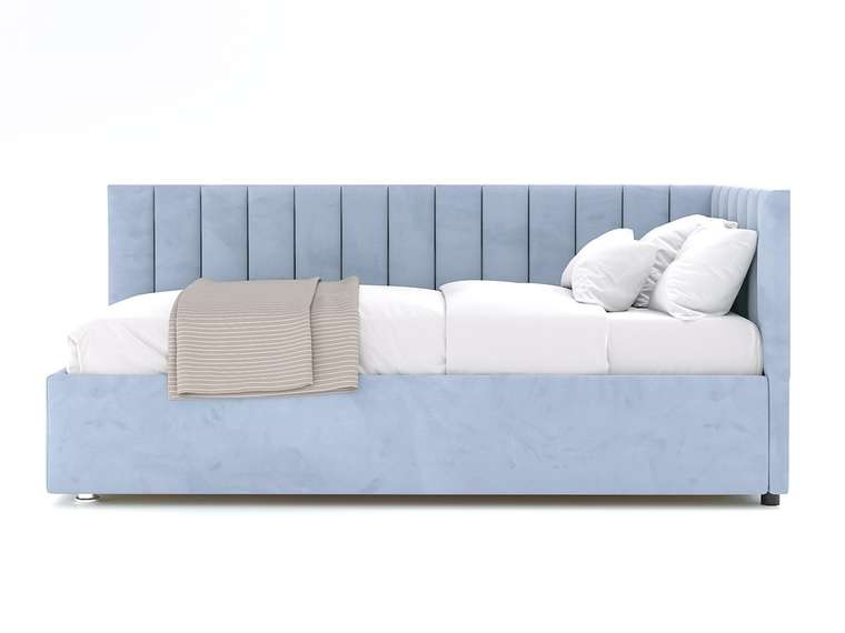 Кровать Negga Mellisa 90х200 серо-голубого цвета с подъемным механизмом правая