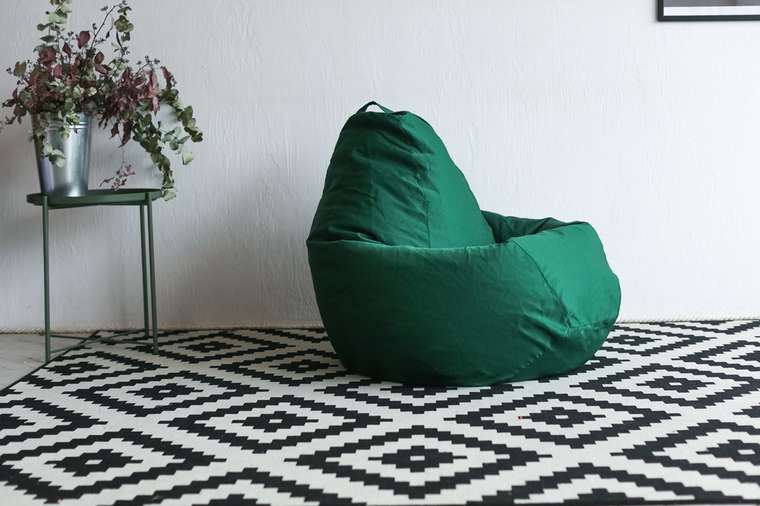 Кресло-мешок Груша 2XL в обивке из ткани фьюжн зеленого цвета 