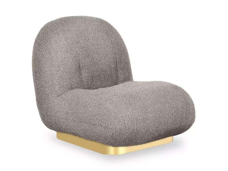 Кресло Pacha Wood серо-бежевого цвета с золотым основанием