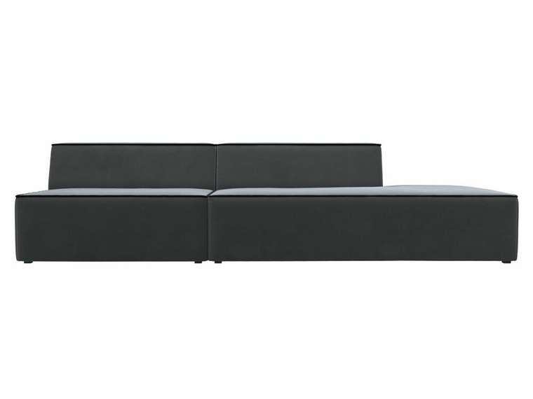 Прямой модульный диван Монс Модерн серого цвета с черным кантом правый