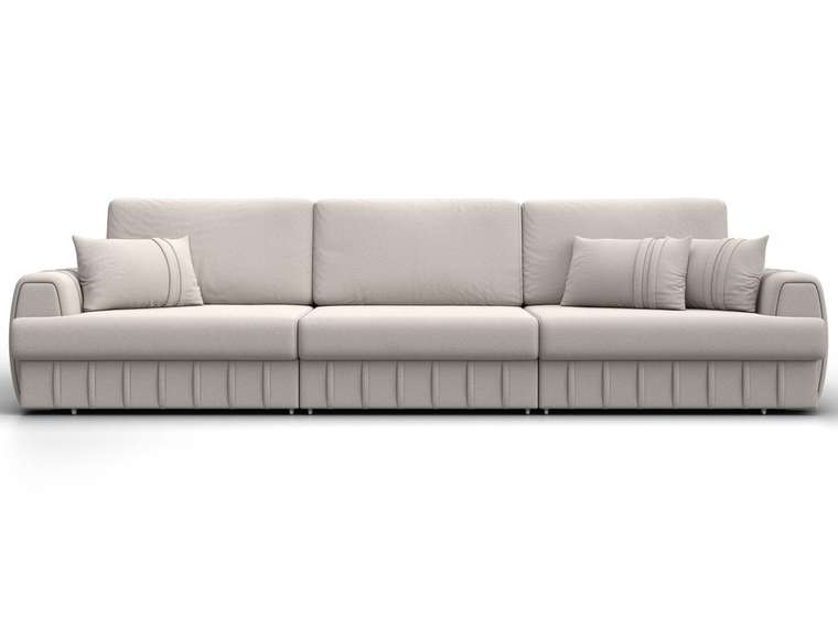 Диван-кровать Лига-057 Лонг светло-бежевого цвета (замша)