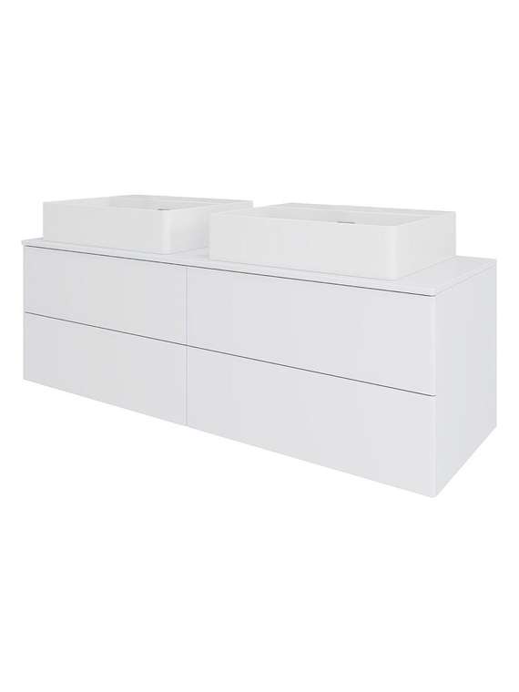Подвесная тумба с двумя раковинами Orange Отто Ot-130TuMDF+B04-500W белого цвета