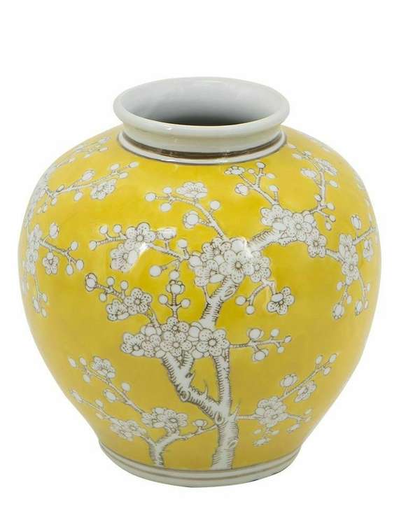 Фарфоровая ваза H23 желто-белого цвета