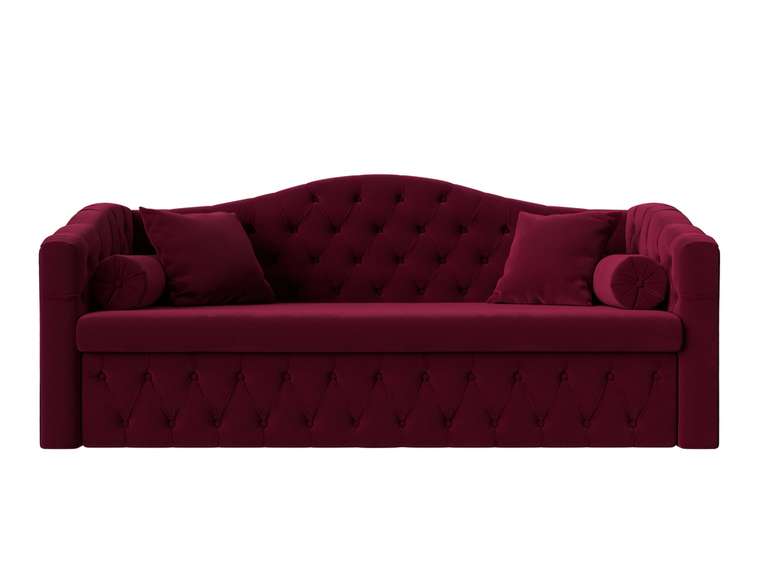 Прямой диван-кровать Мечта бордового цвета