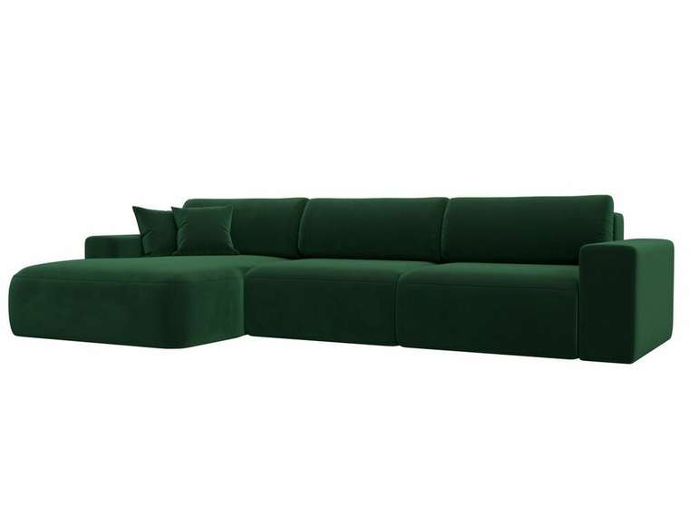 Угловой диван-кровать Лига 036 Классик Лонг темно-зеленого цвета левый угол