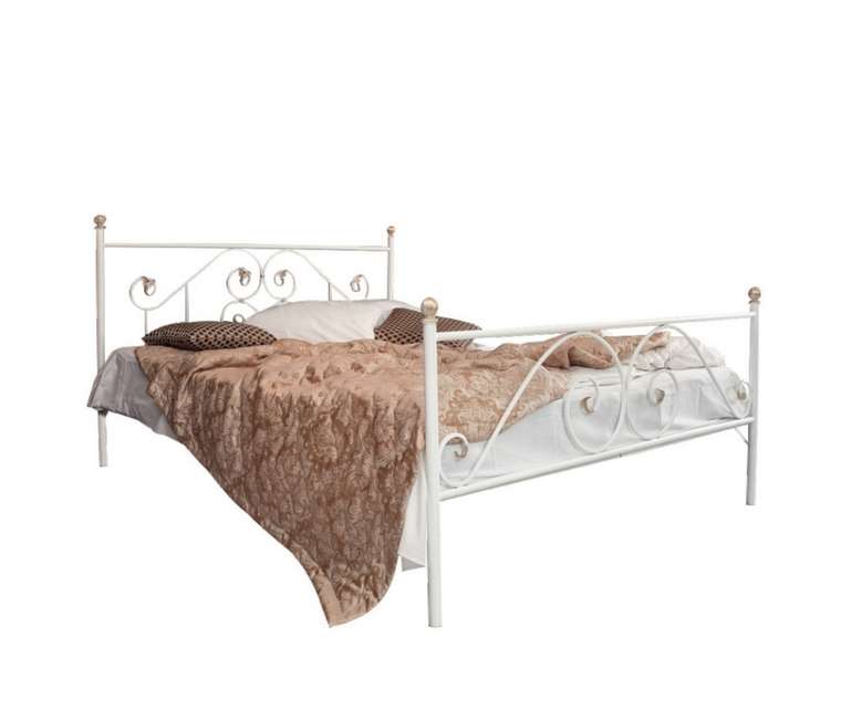 Кованая кровать Камелия 180х200 белого цвета