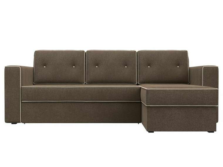 Угловой диван-кровать Принстон коричневого цвета правый угол