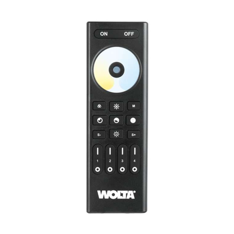 Пульт Wolta SMART WRC-03/BK для лент MONO, CCT, 4 зоны IP20 2,4ГГц черный