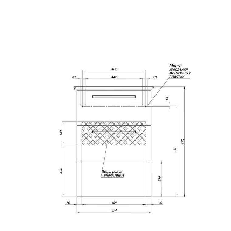 Тумба под раковину подвесная Dreja Gio 60 см, дуб кантри
