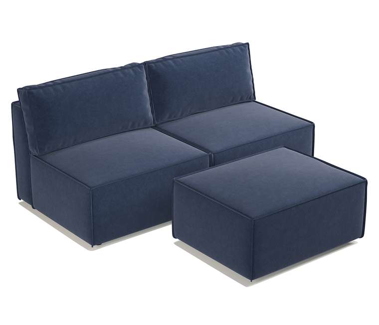Модульный диван с пуфом Шарм 25 синего цвета