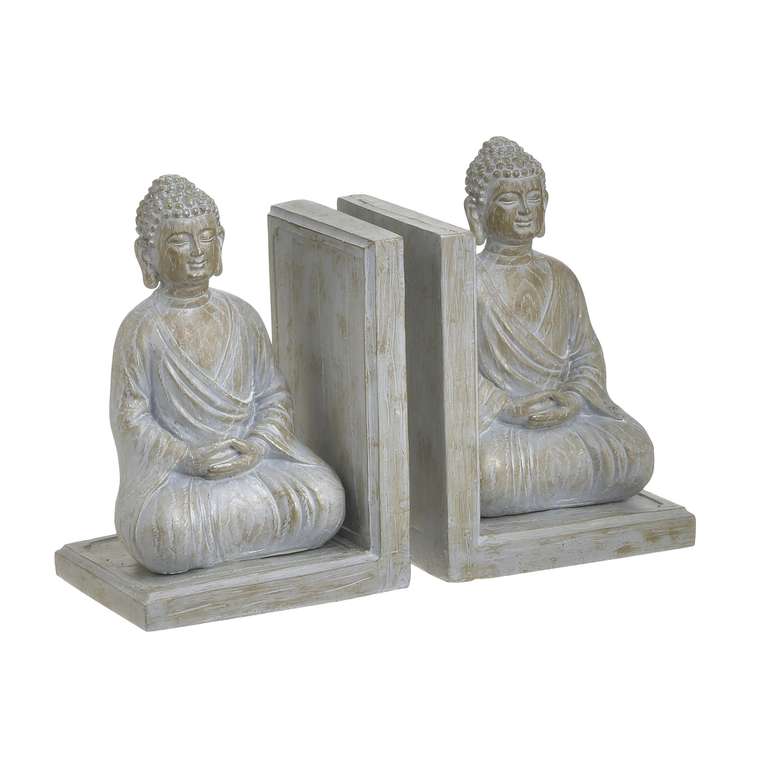 Набор из двух ограничителей для книг Buddha серого цвета