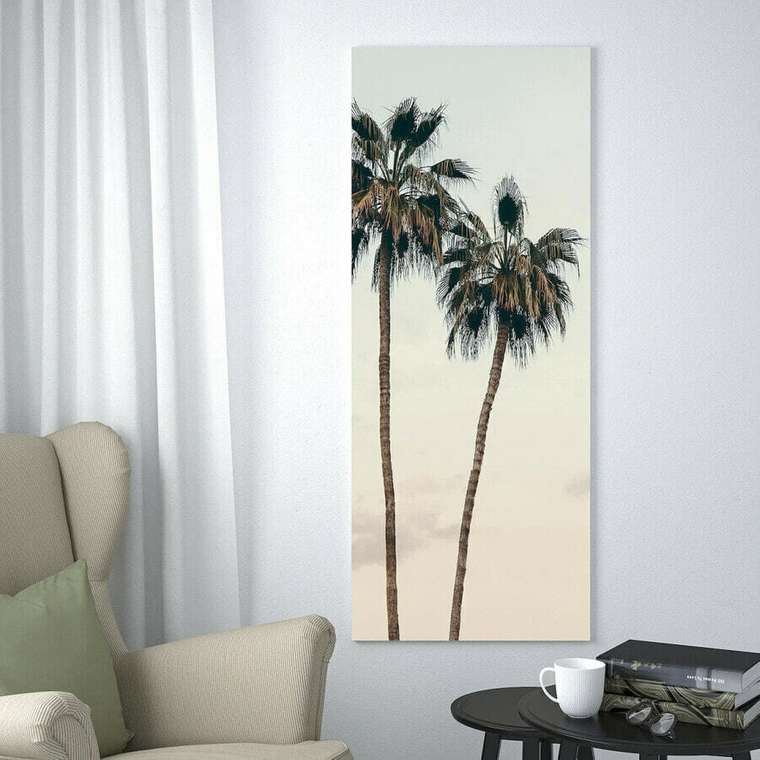 Картина в рамке, закат ностальгия/цвет алюминия, 56x140 см