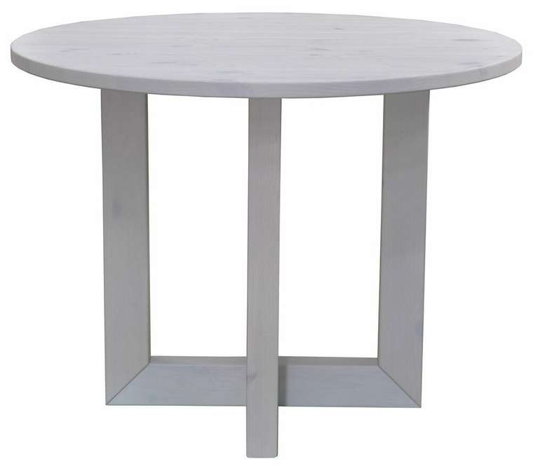 Обеденный стол из массива сосны круглый Торонто в белом цвете
