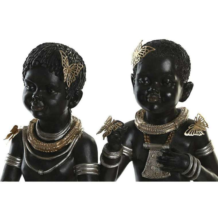 Декоративная фигура DKD Home Decor 20,5 x 18 x 35 cm Чёрный Колониальный Африканка (2 штук)