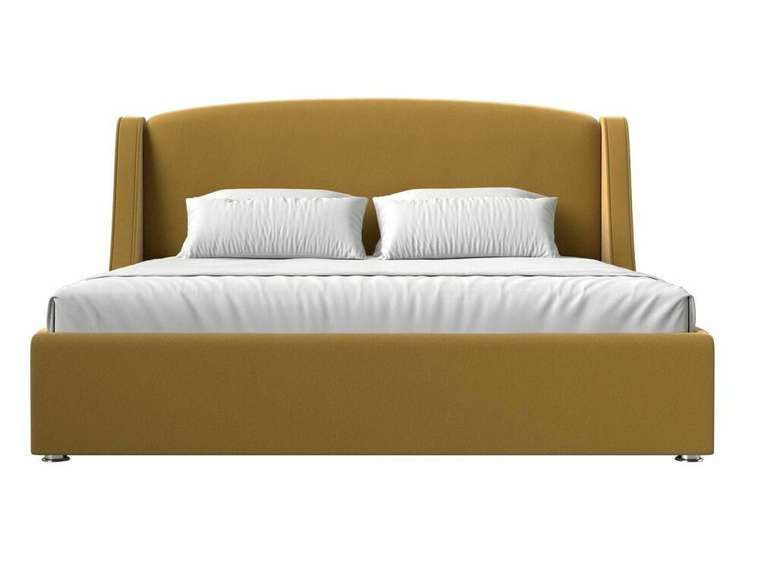 Кровать Лотос 200х200 желтого цвета с подъемным механизмом