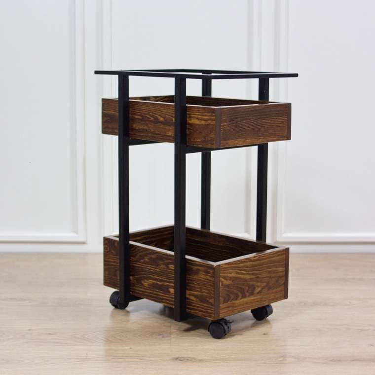 Сервировочный стол Clip L черно-коричневого цвета