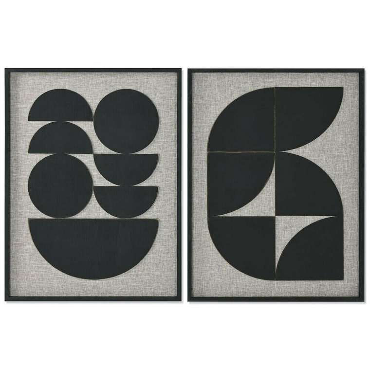 Картина Чёрный Бежевый современный 60 x 3 x 80 cm (2 штук)