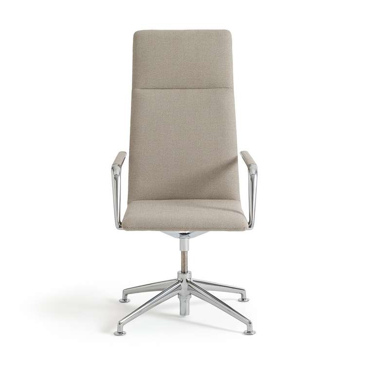 Кресло офисное из алюминия и со вставками из шерсти Torino бежевого цвета