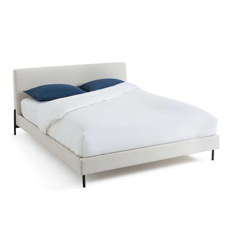 Кровать мягкая с кроватным основанием Tella 160x200 светло-бежевого цвета