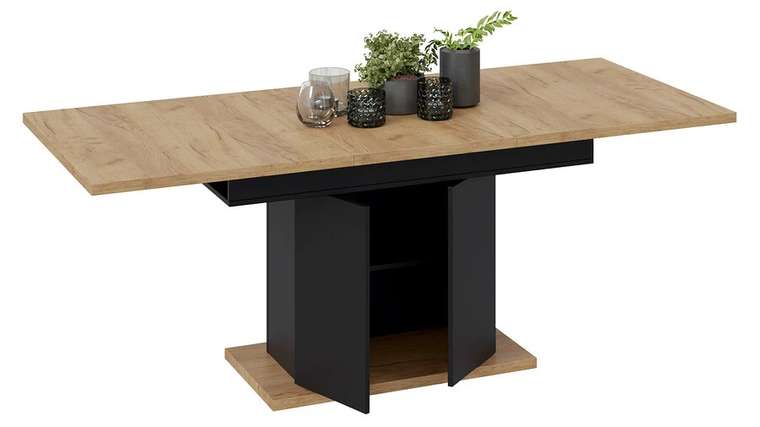 Раздвижной обеденный стол Детройт Тип 1 цвет Черный/Дуб крафт золотой