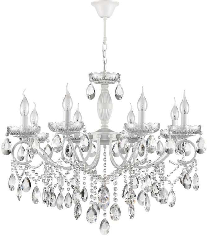 Подвесная люстра Lumion Snow 8189/8 белый, металл/хрусталь E14 8*40W 220V подсвечник с подвесками