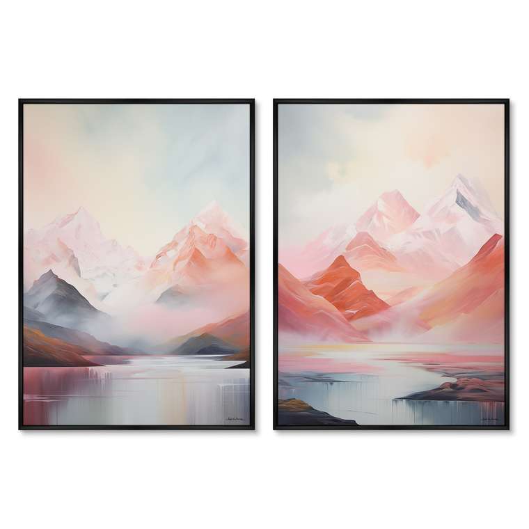 Набор из двух репродукций картин Landscape collection, Pink Mountains, 2024г.