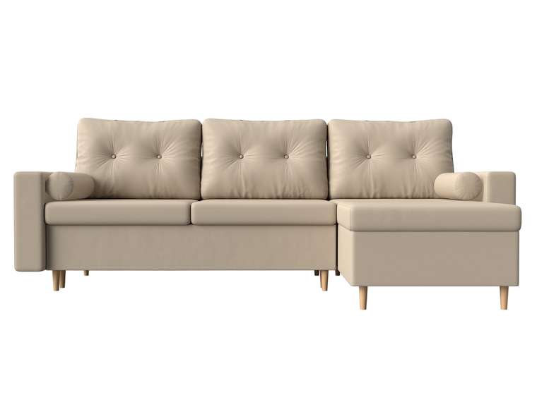 Угловой диван-кровать Белфаст бежевого цвета (экокожа) правый угол