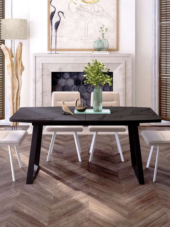 Раздвижной обеденный стол AZ1200 черного цвета