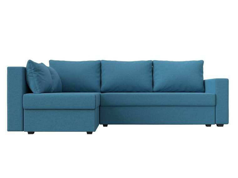 Угловой диван-кровать Мансберг темно-голубого цвета левый угол