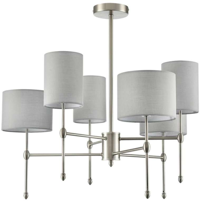 Потолочная люстра на штанге Lumion Latti 8262/6C металл/текстиль, никель/серый E14 6*40W 220V