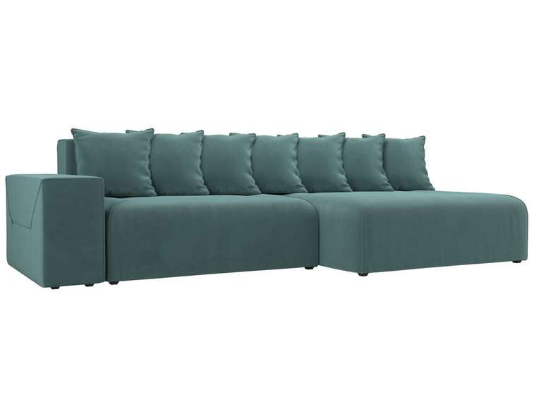 Угловой диван-кровать Кёльн темно-бирюзового цвета правый угол
