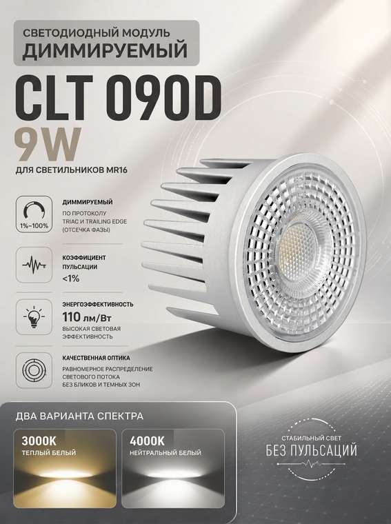 Светодиодный модуль Crystal Lux CLT 090D 9W 3000K WH