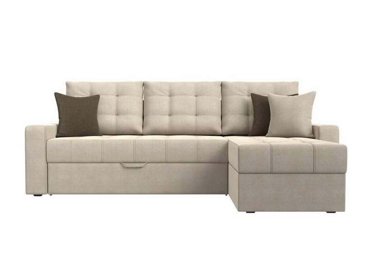 Угловой диван-кровать Ливерпуль  бежевого цвета правый угол