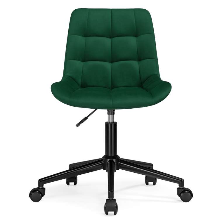 Офисный стул Честер темно-зеленого цвета с черным основанием