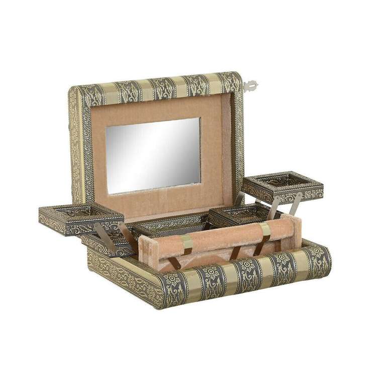 Шкатулка Белый Шампанское Деревянный Алюминий 22,5 x 18,8 x 7,6 cm