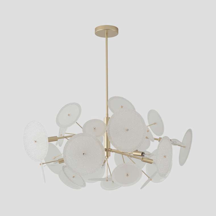 Люстра на штанге DANDELION SP10 GOLD (стекло, цвет белый)