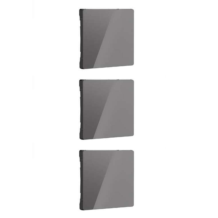 W1119044/ Клавиша для выключателя перекрестного (графит акрил) - комплект 3 шт. W1119044 Встраиваемые механизмы серебряный рифленый