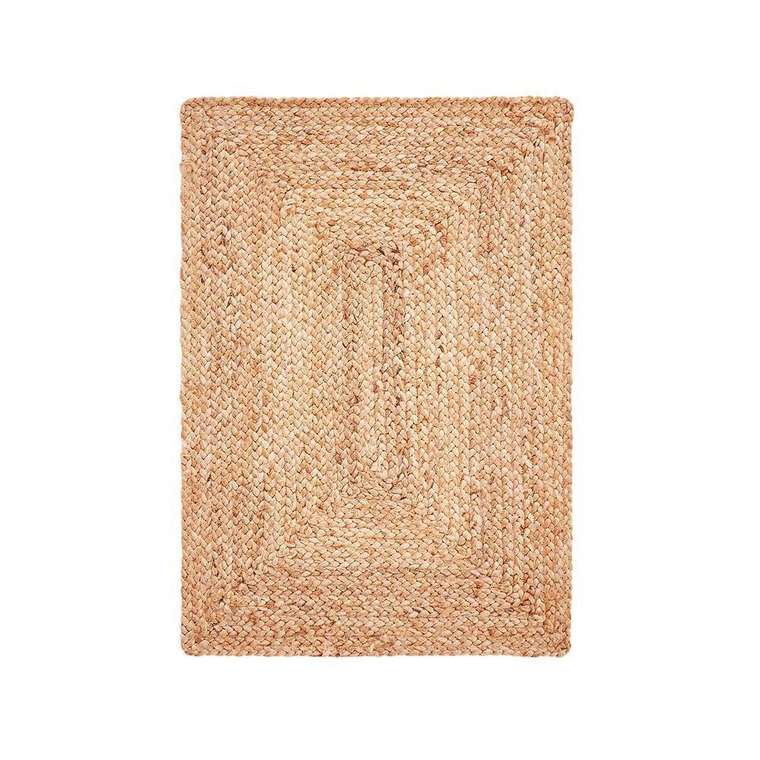 Прямоугольный джутовый ковер Aftas 59х80 бежевого цвета