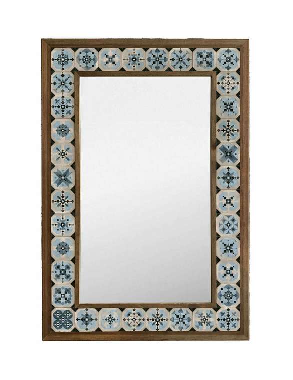 Настенное зеркало 43х63 с каменной мозаикой голубого цвета
