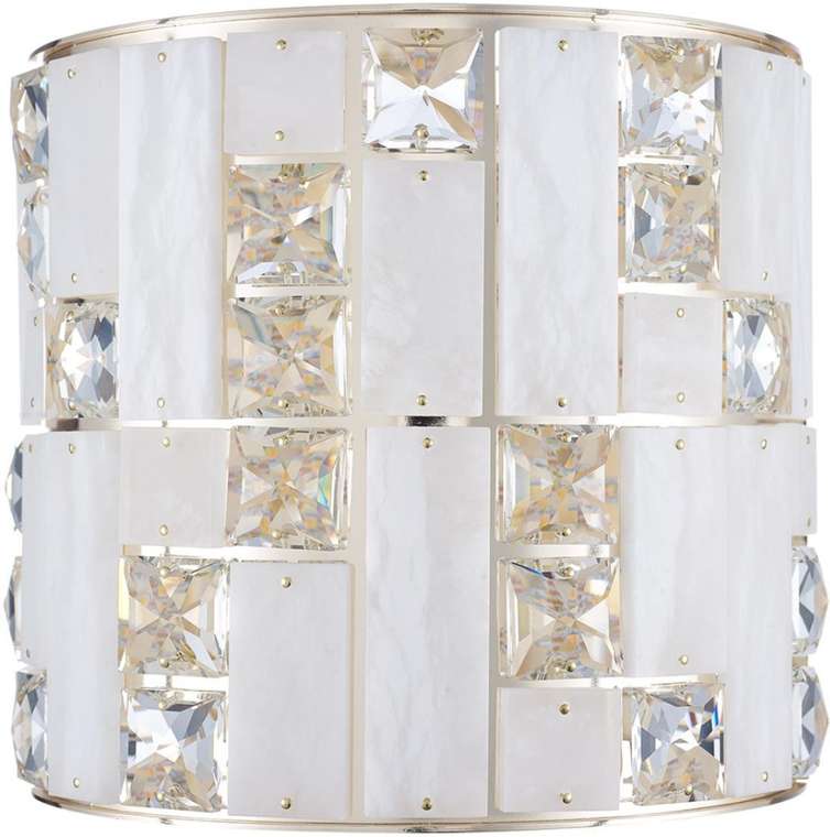 Бра светодиодное Odeon Light Crossa 5072/28WL золото/прозрачный/белый/металл/хрусталь/алебастр LED 15W