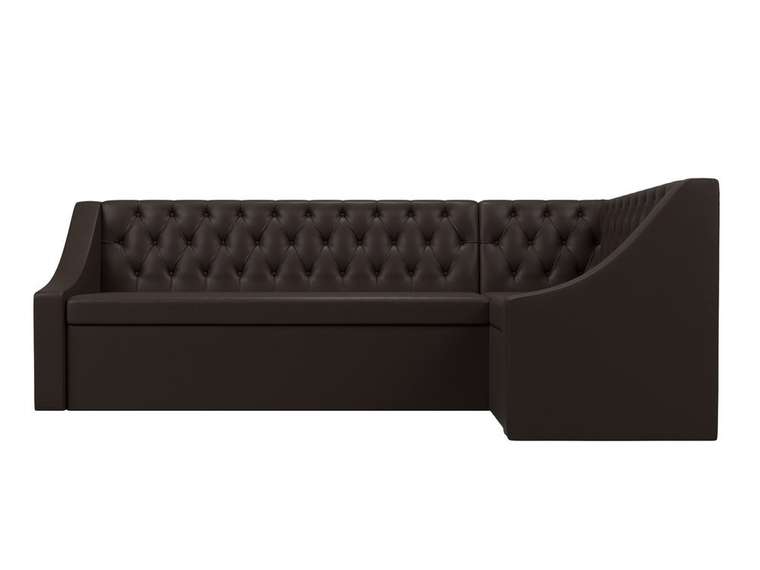Кухонный угловой диван-кровать Мерлин коричневого цвета (экокожа) правый угол