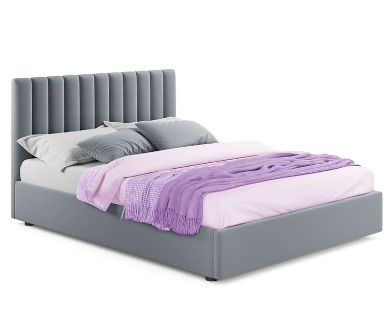 Кровать Olivia 180х200 серого цвета с подъемным механизмом